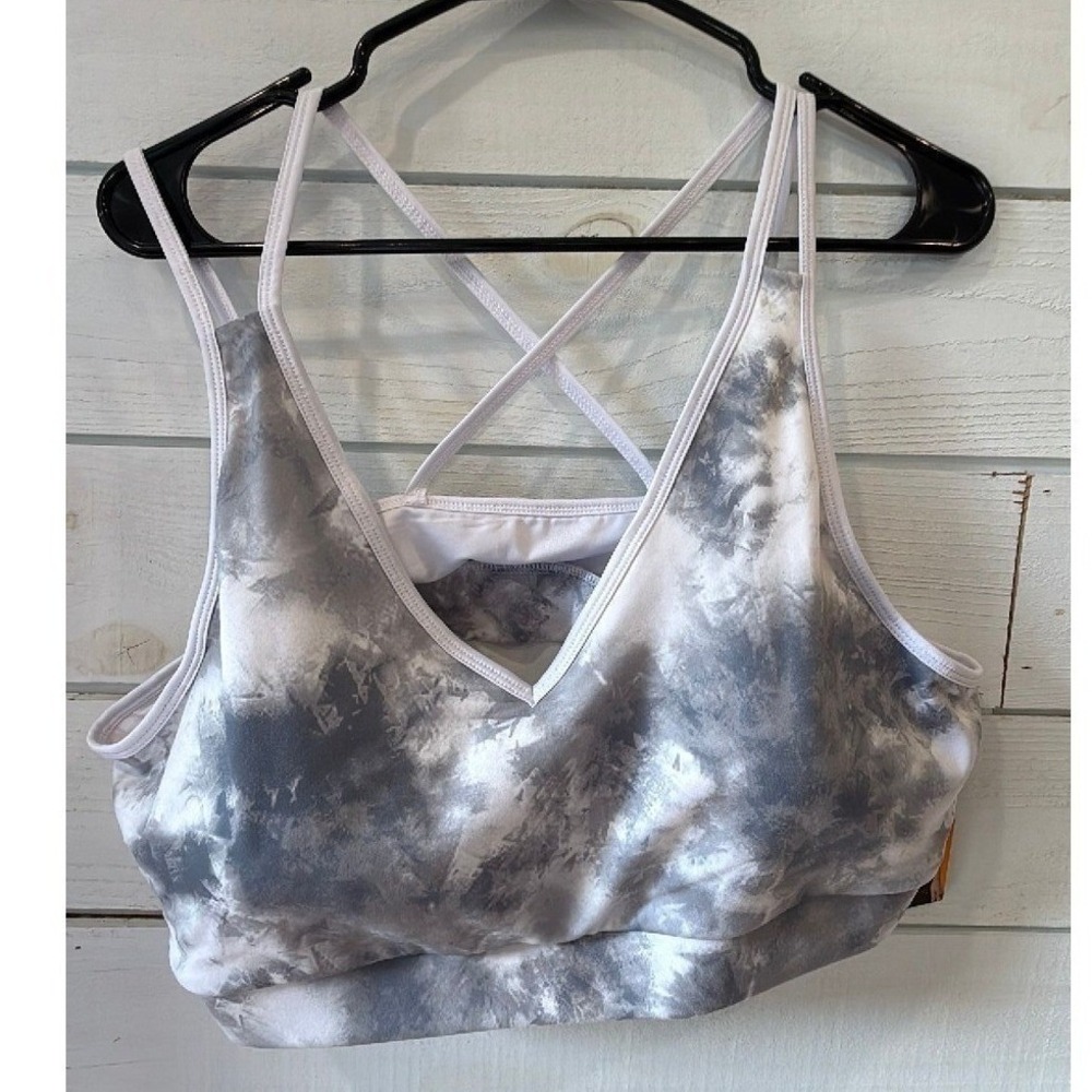 Avia Sports Bra Womens XXXL (22) Grey Tie Dye Strappy Activewear Workout Sporty - Picture 2 of 3